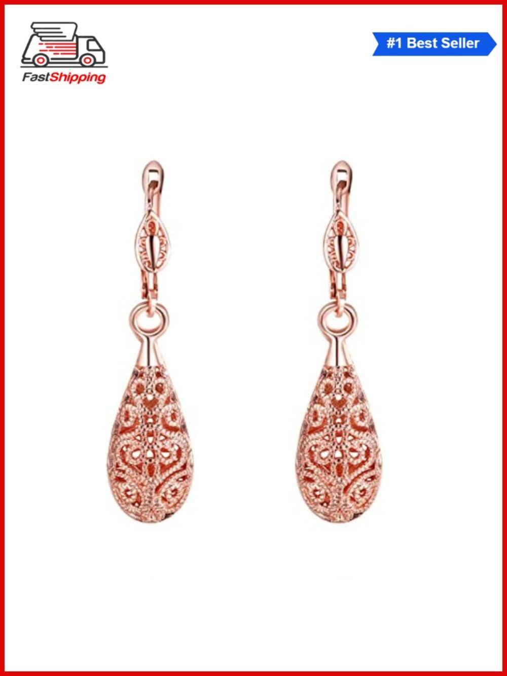✨WSKFLY 18K Gold Plated Waterdrop Cutout Drop Dangle Earrings for Women